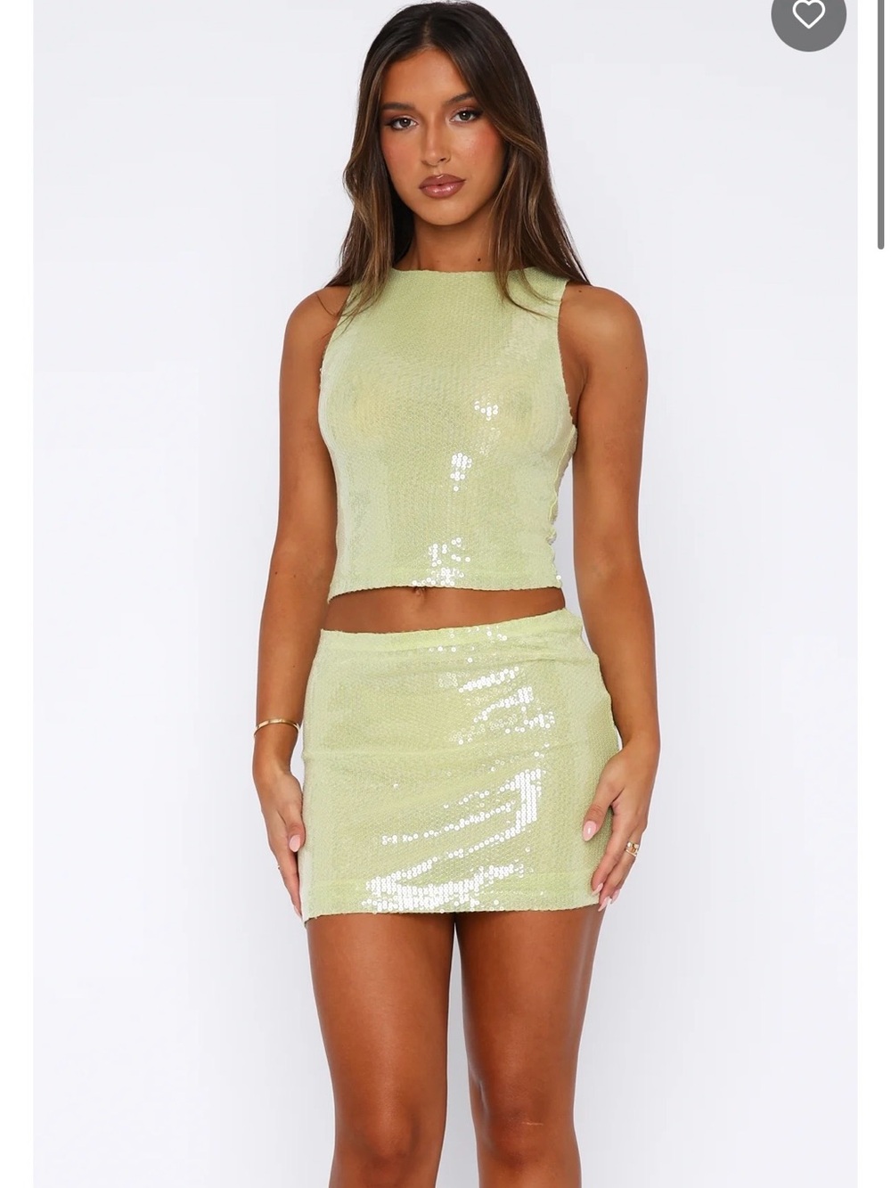 Sequin Mini Skirt and top in citrus